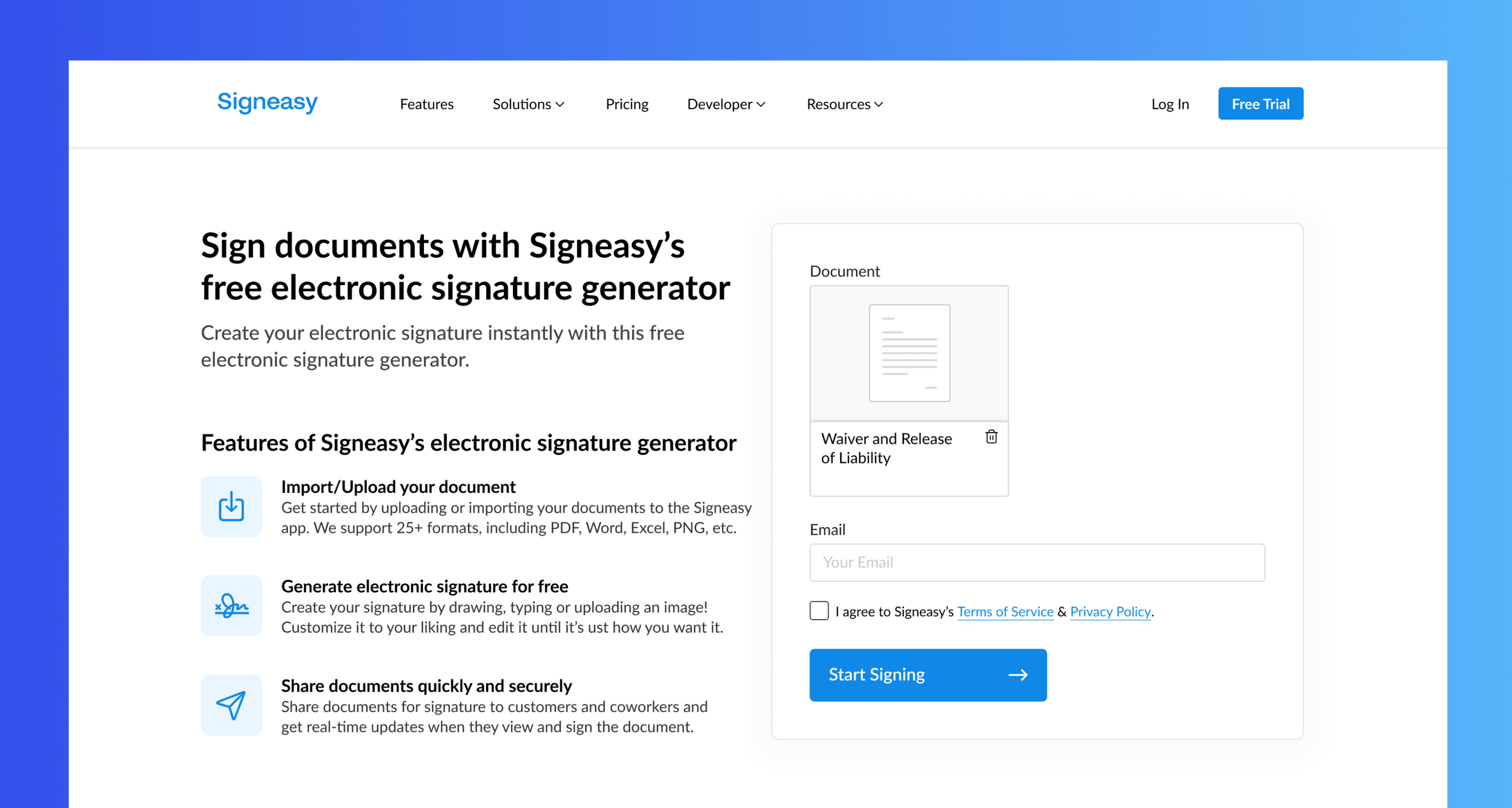 Free Electronic Signature Generator Signeasy
